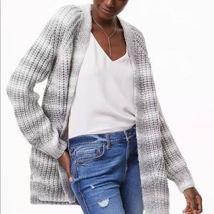 Loft Ombré Striped Open Cardigan New With Tags Medium Gray White